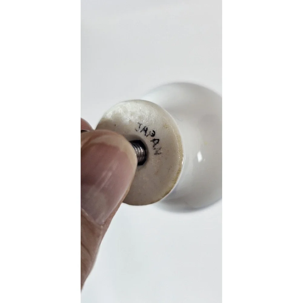 Vintage White Porcelain Cabinet Knobs Japan Drawer‎ Pull Screw Lot Of 2